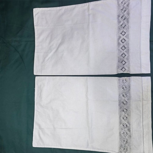 Set of 2 vintage 60s handmade cotton pillowcases like new