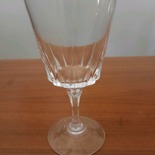 Crystal glassware set used with 11 water glasses, 12 wine glasses, 12 liqueur glasses