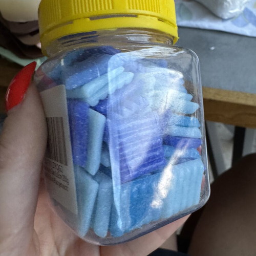 Glass Mosaic Pieces like new, blue and white for DIY crafts