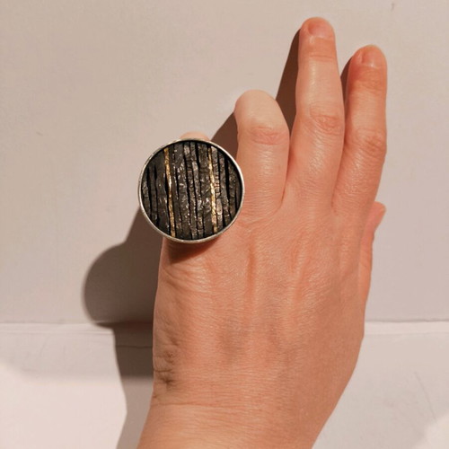 Silver 925 handmade ring used with gold details Katarina Cudic