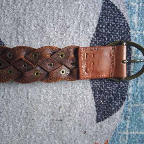 BSB leather belt used, brown with studs
