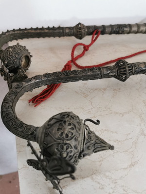 Brass long opium pipes used, type 1 meter