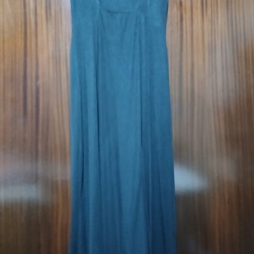 Black maxi dress with open back and decorative ring