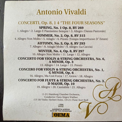 Cd Antonio Vivaldi The Four Seasons unused