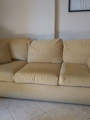 Three-seater and two-seater sofa bed used