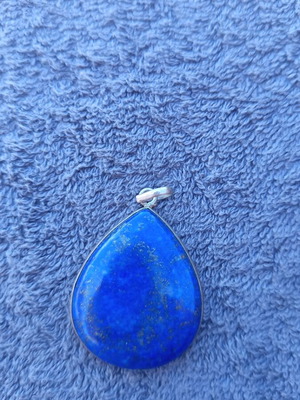 Silver necklace with lapis lazuli energy crystal, new