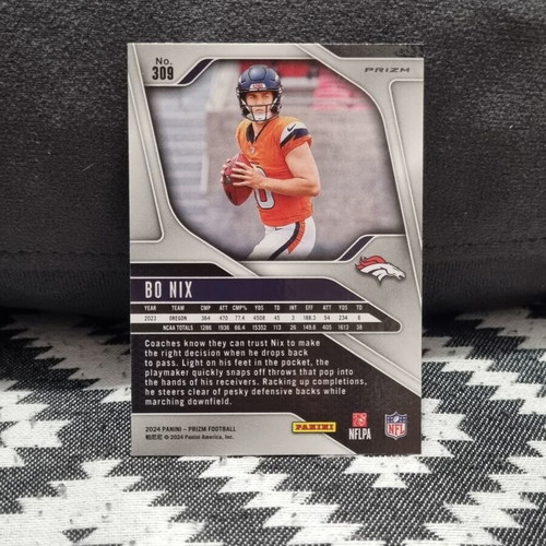 2024 Panini Prizm Rookies Neon Green Pulsar Prizm #309 Bo Nix Broncos card new