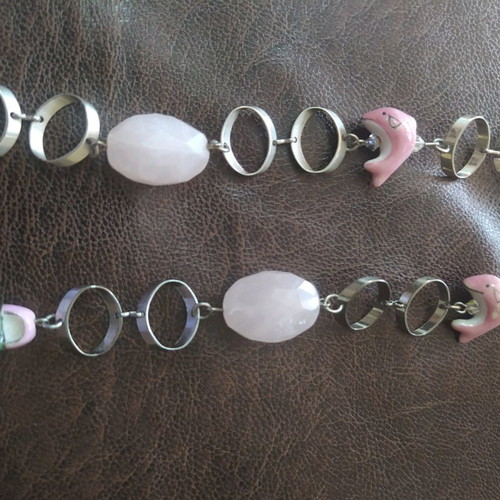 Necklace long pink with ceramic beads new