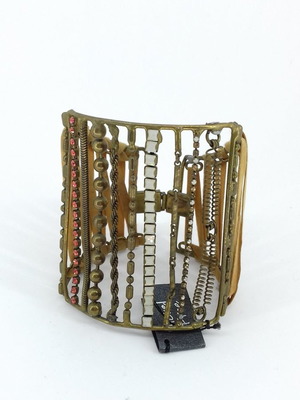 Bracelet handmade Frangos with Swarovski and leather elements new