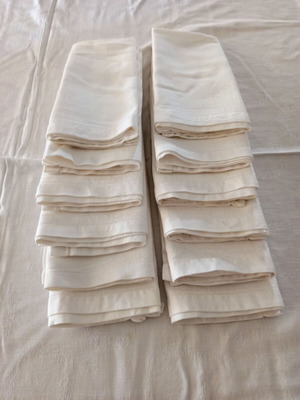 White tablecloth set with 12 large embroidered napkins like new