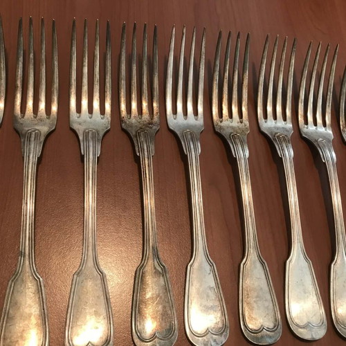 Christofle cutlery set used, silver plated, vintage, 18 pieces