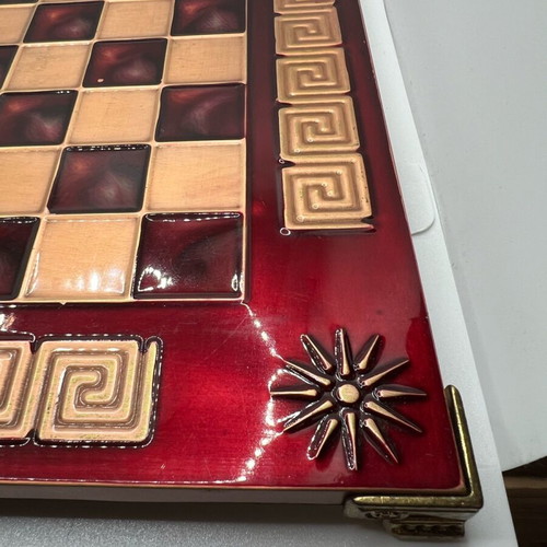 Vintage chessboard with enamel and bronze used