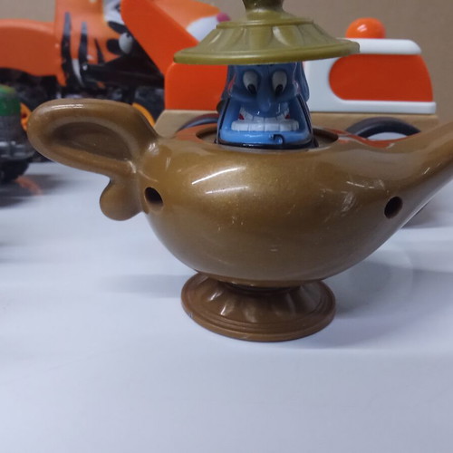 Children's toy set with submarine, cars, tractor, and magic lamp