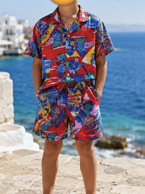 Hawaiian set of 2 shirt and shorts new, colorful, sizes 8 and 10