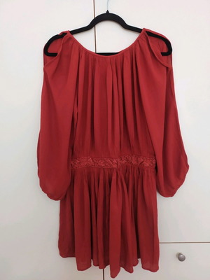 Women's blouse dress new in bordeaux-terracotta with ancient Greek design