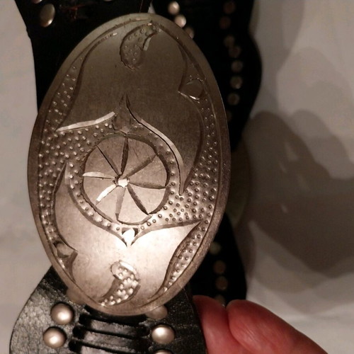 Ethnic belt like new, black with metal details