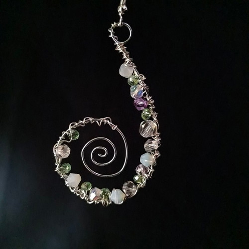 Spiral earrings with crystals and 925 silver made to order