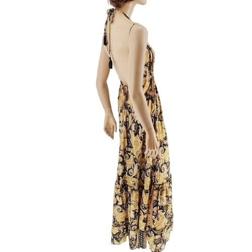 Thalassa long silk dress new one size multicolor gold tones