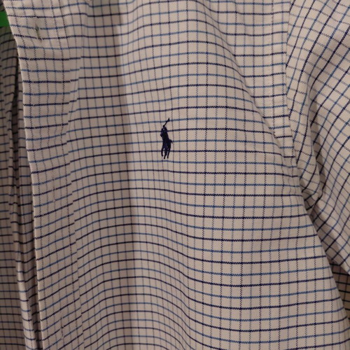 Ralph Lauren boys' checked shirt like new, size 16, white and blue