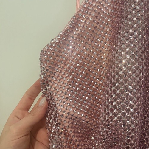 Zara pink neckholder top S backless with strass rhinestones Y2K new