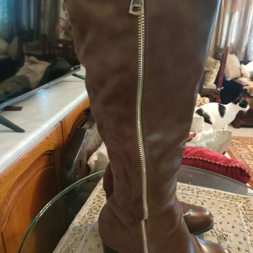 Camel boots size 38 like new, combination of eco leather and suede