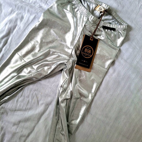 BSB metallic leggings new, silver, size S