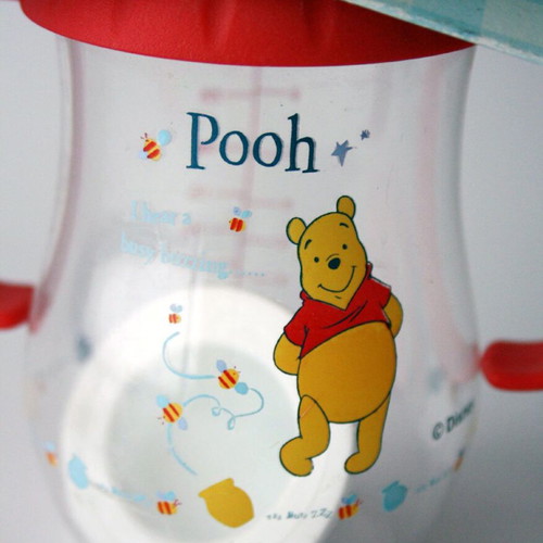 Vintage Winnie Pooh baby feeding bottle with medium flow nipple, new