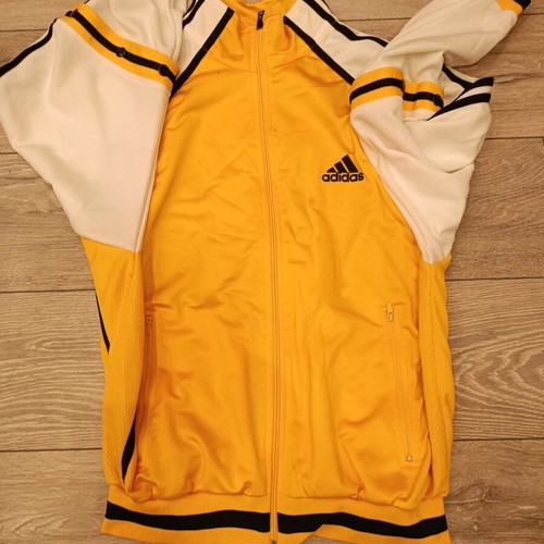 Adidas vintage track jacket used, yellow and white with removable sleeves