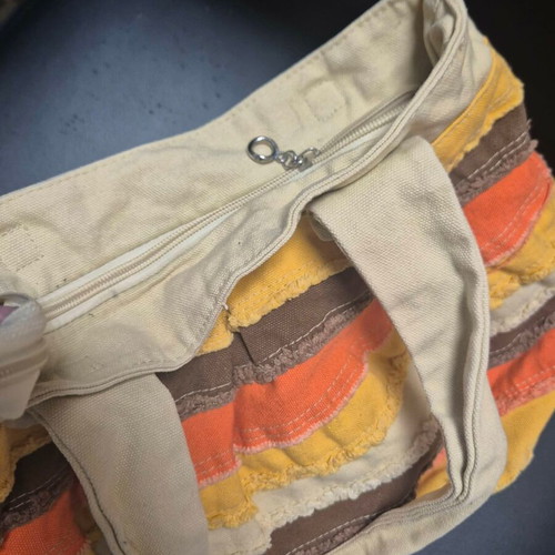 Summer bag made of canvas, like new, multicolor 36x30 cm