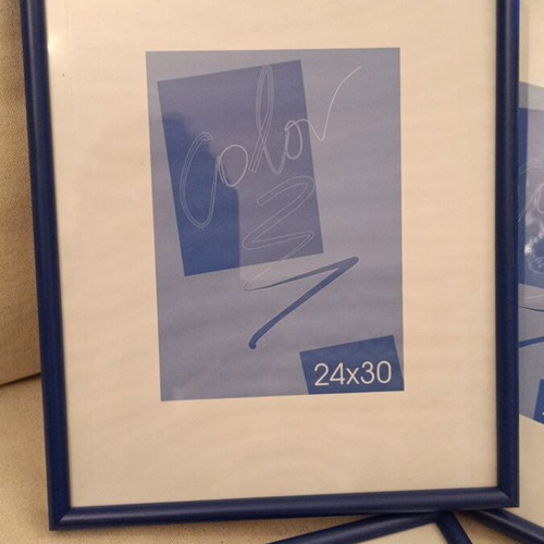 Wall frames like new, set of 3, blue plastic with glass