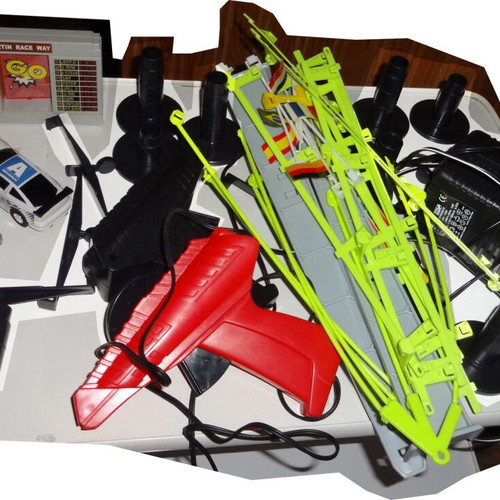 Slot car racing track used with 2 racing cars