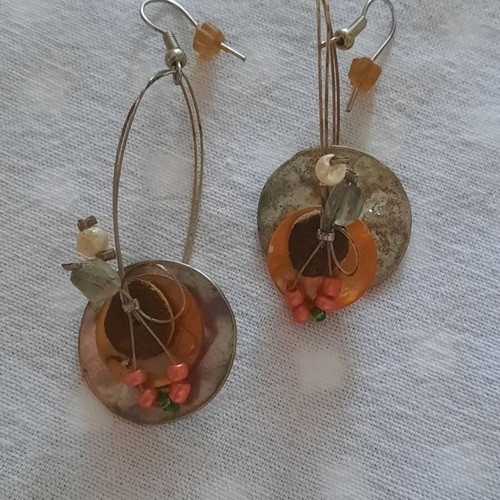 Handmade earrings, unique design, silver color
