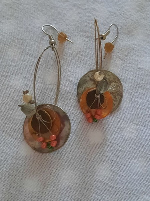 Handmade earrings, unique design, silver color