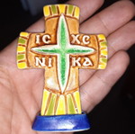 Ceramic tabletop cross new with base