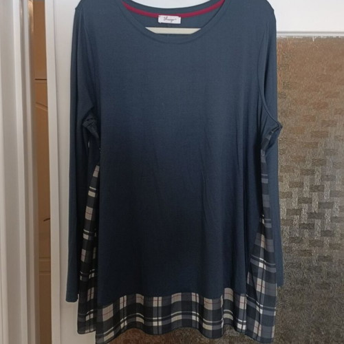 Women's long-sleeve blouse new, blue, size XXL