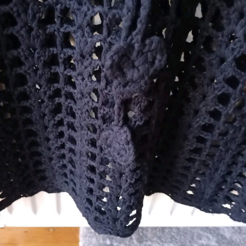 Sexy knitted black blouse like new with hematite beads
