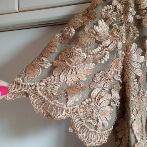 Classic dress used, tailor made with lace, beige