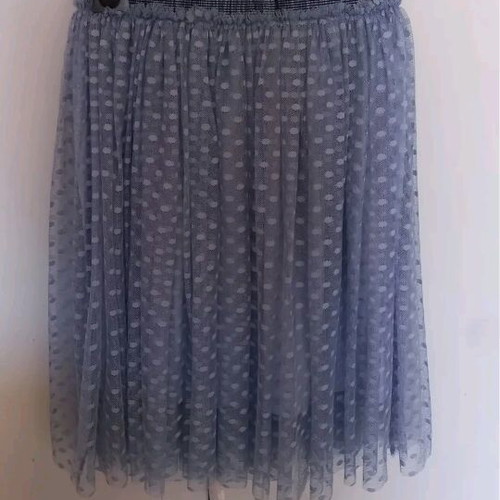 Midi skirt blue raf with polka dot tulle new, size 14years