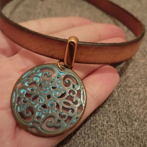 Ethnic choker like new with brown strap and golden details