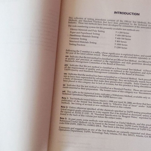TAPPI Technology Park 200-01 Test Methods book like new in English