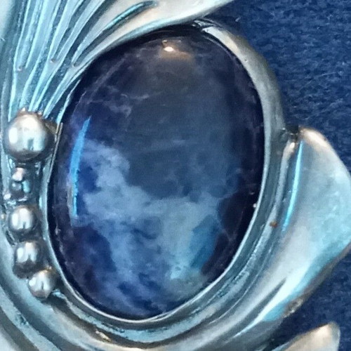 Lalaunis silver pin 925 with natural sodalite stone used, vintage
