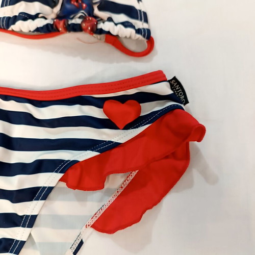 Santoro London girls' bikini with Gorjuss nautical stripes like new, size 7-8