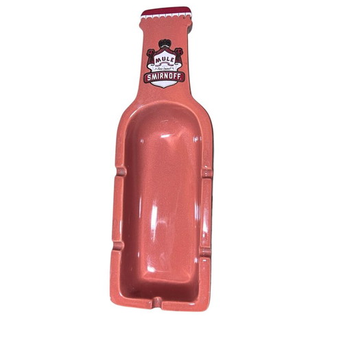 Smirnoff Mule ashtray used, ceramic bottle-shaped
