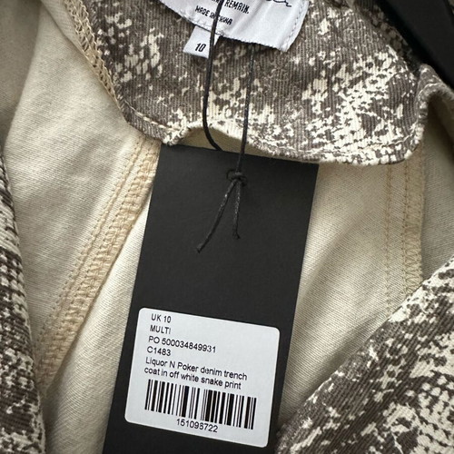 Denim trench coat ASOS Liquor N’ Poker new with snake print
