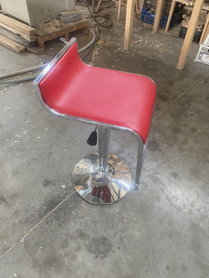Stool chrome with red leather, new with height adjustment