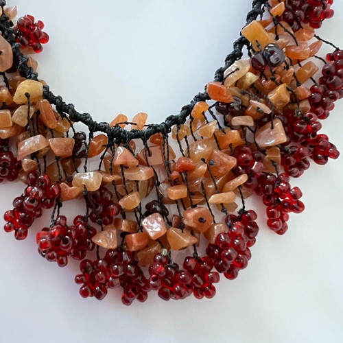Necklace with Various Stones and Weaving