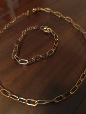 Σετ faux bijoux σαν καινούργιο, χρυσαφί κολιέ και βραχιόλι