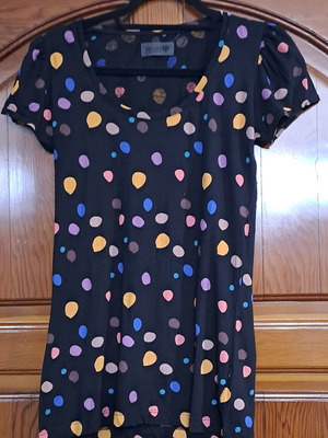 Numph Dotty Elephant polka dot T-shirt, size L, black