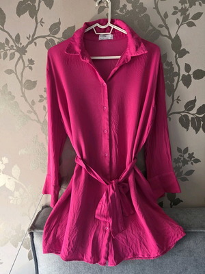 Bershka hot pink shirt dress like new