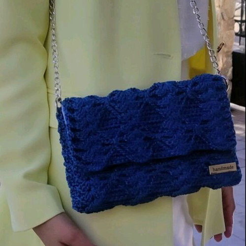 Handmade blue shoulder bag clutch, new